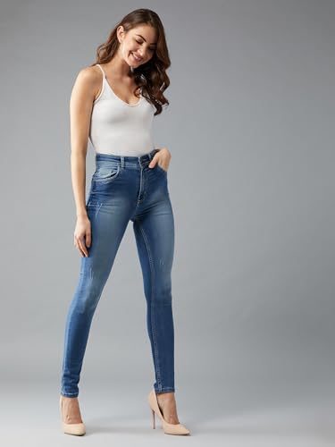 Image of Dolce Crudo Women's Skinny Fit High Rise Cropped Length Stretchable Denim Jeans