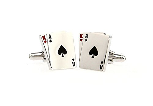 MRCUFF Ace King Blackjack Big Slick Cards Poker Gambling Casino Pair Cufflinks in Presentation Gift Box & Polishing Cloth3