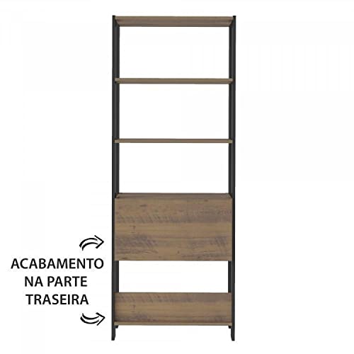 Conjunto 2 Estantes para Livros Industrial 2 Portas Mdp Match Espresso Móveis Pinho/preto