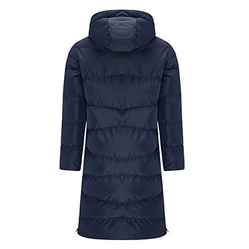 KELME Men's Long Parka Winter Coats, Windproof Hooded Soccer Training Jacket, Stadium Outdoor Cold Weather Warm Outerwear Navy Blue Silver XX Small3