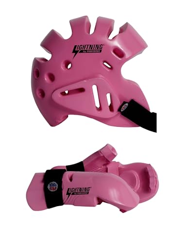 PROFORCE Lightning Martial Arts Protective Sparring Gear Bundle - Headgear/Gloves (Pink, Child Large)
