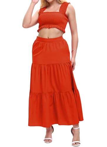 Image of Women's 2 Piece Beach Skirts Sexy Party Dress Crop Top and Long Skirt Sets