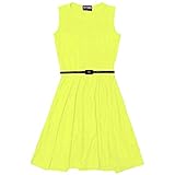 A2Z 4 Kids niñas Vestido De Patinadora para Vestidos De Fiesta De Moda - Skater Sleeveless Neon Yellow 5-6