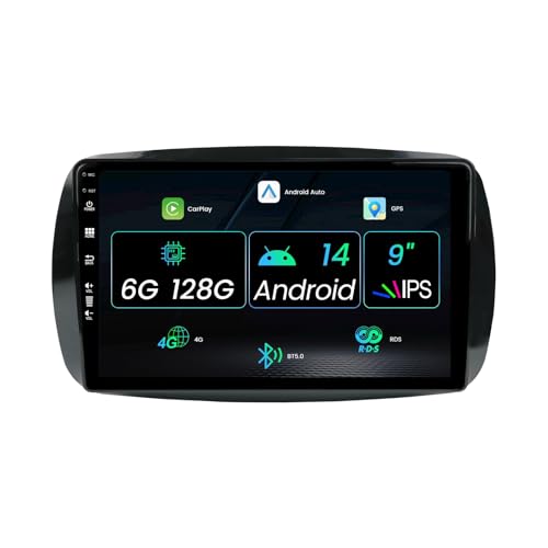 MISONDA Autoradio Android 14 2 Din da 9 pollici per Mercedes Benz Smart 453 Fortwo 2014-2020 supporto GPS Navi Bluetooth DAB USB CarplayAndroid Auto Wi-Fi 4GMirrorLink RDS 6G+128G