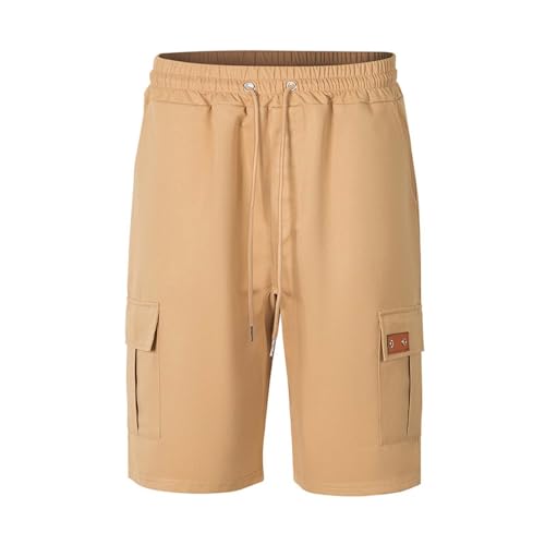 Image of Men's Cargo Shorts Elastic Waist Outdoor Loose Fit Sport Shorts Summer Joggers Casual Short with Multi-Pocket