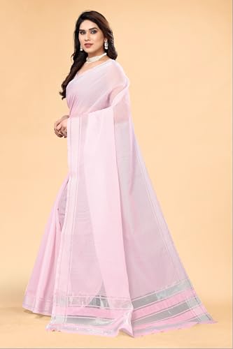 Image of Sidhidata Women's Kota Doria Cotton Manipuri Saree With Unstitched Blouse Piece (Rasbharii Free Size)
