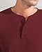 QUALFORT Men's Henley Long Sleeve Shirt Slim fit Beefy Waffle Lightweight Outdoor Tees Fall Tops Dark Red X-Large