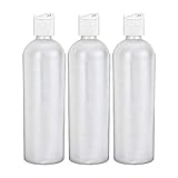 MoYo Natural Labs 16 oz Travel Containers, Empty Shampoo Bottles with Disc Caps, BPA Free HDPE Plastic Squeezable Toiletry/Cosmetics Bottles (3 pack, Translucent White)