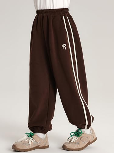 Image of 2026 Premium Girls Jogger Pants with Side Stripes & Elastic Waist & Pockets, Casual Sportswear