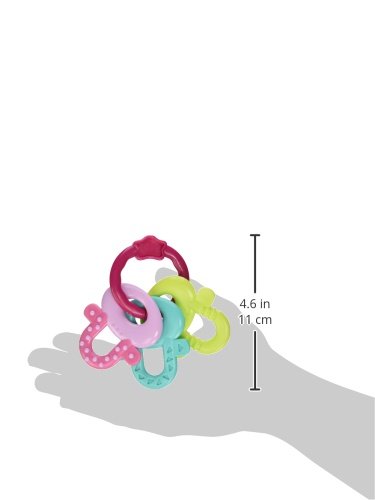 Bright Starts Pink Teether Keys, License to Drool Infant Teething Toy for Baby Girl, Ages 3 Months +
