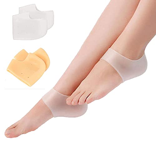 Heel Protectors Silicone Heel Protector- Moisturining Heel Socks 2 Pairs Heel Cups| Heel Cushions for Heel Pain Relief Heal Dry Cracked Heels Achilles Tendinitis Heel Pain