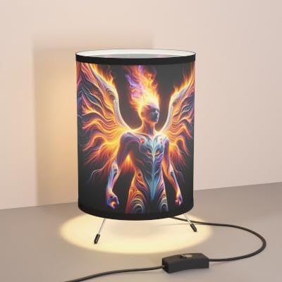 Generic Vibrant Tripod Lamp, Artistic Decor, Bohemian Home Lighting, Unique Gift for Art Lovers, Modern Interior Style, Artisan Lamp