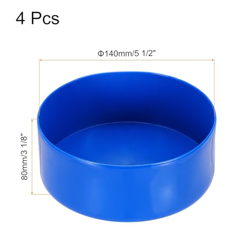 Image of uxcell 4pcs Rubber End Caps 140mm(5 1 /2 Inch) ID x 80mm(3 1 /8 Inch) H Vinyl Round End Cap Cover Screw Thread Protectors Blue