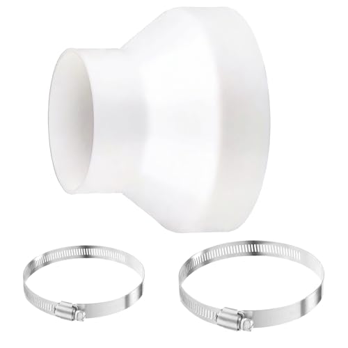 Image of 150mm to 100mm Duct Reducer, 6 to 4 inch Air Ducting Reducer with 2 Hose Clamps, Plastic Inline Adapter Circular Reducing Joint Duct Pipe Connector for Inline Ventilation System