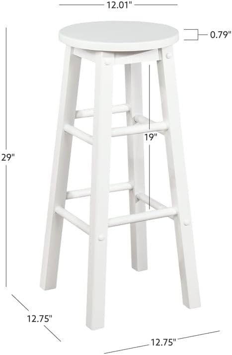 Miniatura 3 de Bowery Hill Taburete redondo de madera modernacontemporánea en blanco