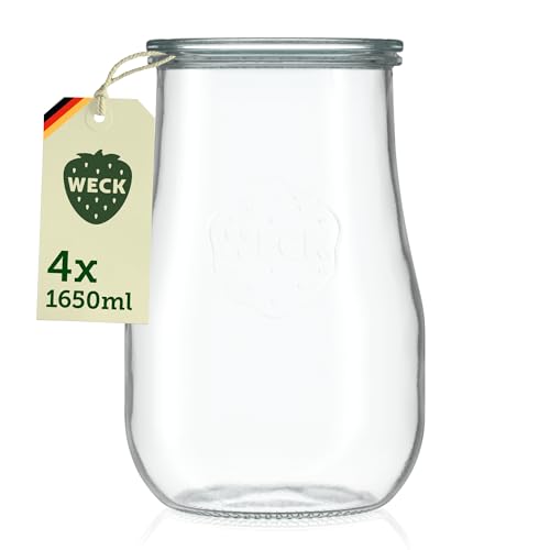 Weck Tulpe Verre (Set 4 pièces en carton) – Pot de verre – einkoch Verre – Made in Germany (750 ml)