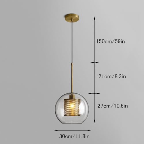 Lustre rétro en fer avec globe en verre de haute qualité - 8