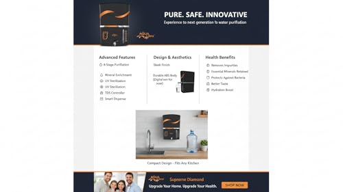 Image of Aqua Libra ISI Mark Water Purifier for Home with RO + UV + UV LED | 12L Storage Tank | Suitable for Borewell, Tanker & Municipal Water | Premium Black Design | Pan India Service Support
