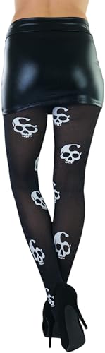 Image of ToBeInStyle Women's Skull Crossbones Skeleton Pirate Symbol Hosiery Tights & Thigh High Stockings
