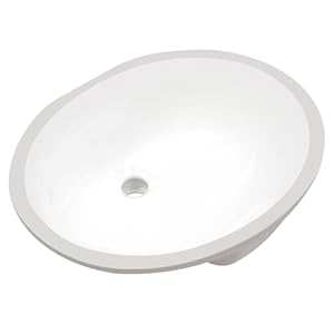 Enbol 17×14 inch Oval Undermount Ceramic Bathroom Sink – White Porcelain Vessel Lavatory Basin with Overflow, Countertop Vanity Sink ECU1714-1