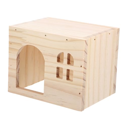 iplusmile 木製ハムスター隠れ家 小動物用実木ハウス ペットハムスターの な隠れ場所 コンパクト設計で寝床に 小型ラットやチンチラにも対応