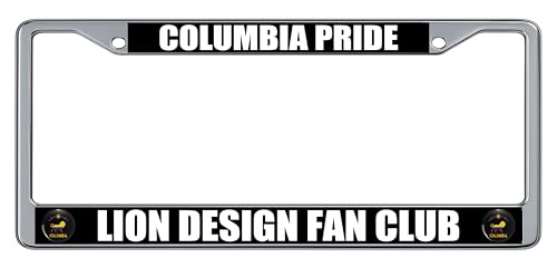 Columbia Lion Design Gift Idea License Plate Frame (2 Pack), Chrome Car Tag Holder
