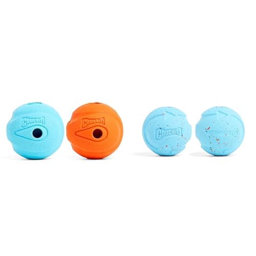 Chuckit Dog Toy Bundle 2 5 Inch Whistler Ball 2-Pack Rebounce Ball 2-Pack - Medium Size for Dogs
