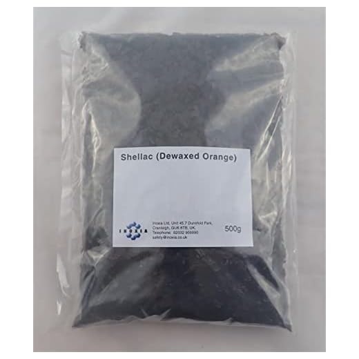 Shellac Flakes (Orange, Dewaxed) Weight: 500g by Inoxia
