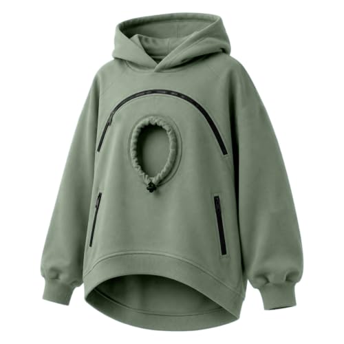 Pet Pouch Hoodie Cat Dog Carrier Hoodie Oversized Casual Sweatshirt Green - image 5