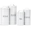 CAMOFOXIN Kitchen Canisters for Countertop, White Canisters Sets for the Kitchen, Nesting Airtight Cookie Jars, Farmhouse Kitchen Decor, Set of 4
