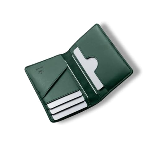 Bbelleco Genuine Leather Slim Wallet | RFID Blocking Skinny Minimal Thin Front Pocket Wallet Sleeve Card Holder for Men | 10 Card Slots, 1 ID Window, 3Card Puller, 2 Hidden Pocket (Green)