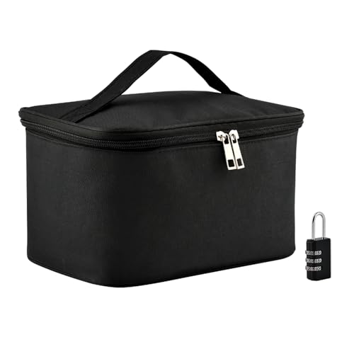 Discreet Lockable Toy Bag Storage Organizer 1pcs Women and Men Game Toys Lock Box with 1 Combination Lock 9.45 x 6 x 5.1 Inches for Women and Men Clothes Container(black)