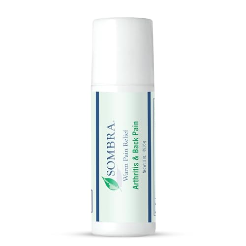 Sombra Warm Pain Relief Gel, Warm Relief for Arthritis and Chronic Pain Pre-Workout Muscle Rub Vegan Formula Free of Artificial Fragrances, Dyes, NSAIDs, Wax, Petroleum, Alcohol - 3oz Roll-On