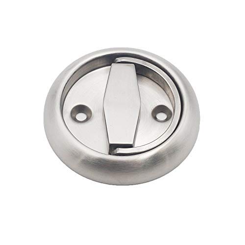 Round Recessed Door Handle/Deadbolt (No Key)(Standard US Door 1.3-1.7 inch / 35-45mm), NOT for Pocket Doors, Thick Latch with Round Edge. Cannot be Used for pre-Made Doors with knob/Handle Holes