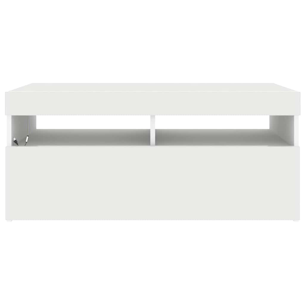 TV-Schrank mit LED-Leuchten, Weiß, 90x35x40 cm, Holzwerkstoff, Modernes TV-Möbel für Wohnzimmer, Media Center mit Stauraum