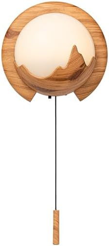 Wall Mount Night Light, Wall Mount Humidifying Aromatherapy Diffuser, LED Essential Oil Diffuser, Pull Cord Switch,Timer Auto-Off,Adjustable Spray,7 Colors Lights,for Home Office Bedroom (Light Wood)