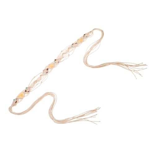LIFKOME Boho Braided Waist Belt with Natural Stone Accents Adjustable Ethnic Design Rope Strap for Dresses and Casual Outfits for Freespirited Style