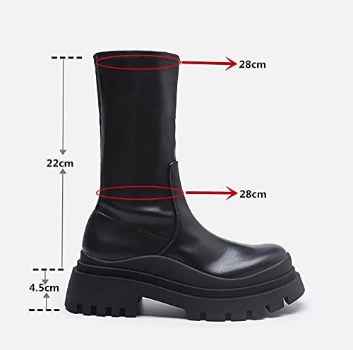 BB BEROBELLO FASHION IS AN ATTITUDE Women's High Platform Chunky Heel Goth Mid Calf Boots2