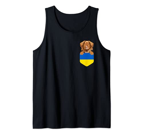 Ukraine Flag Duck Tolling Retrievers Dog In Pocket Tank Top, Black