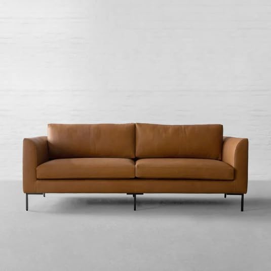 Image of Premium Leatherette Sofa for Living Room | Modern Designer Upholstered Seating | Comfortable Couch for Home, Lounge & Reception Areas | Brown (111821267 3S)