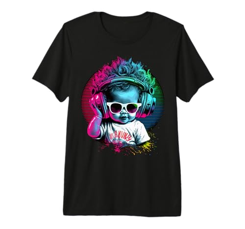 Baby DJ, Design, Music Fun, mixe and Radio, Festival Rock T-Shirt Haut de Gamme