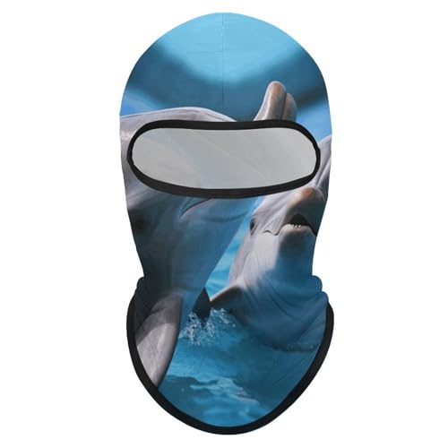 Balaclava para hombre, máscara para esquí y ciclismo, cubreboca con diseño de dos delfines en el agua, ideal para invierno