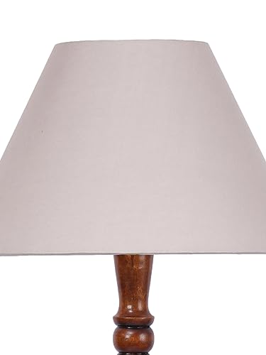 Image of Devansh Grey Cotton conical Wooden Floor lamp -21
