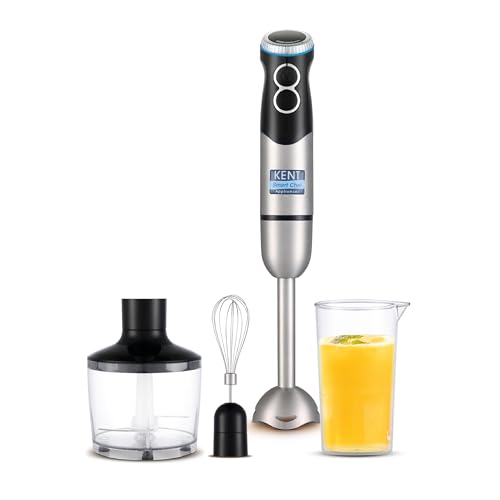 Image of KENT Hand Blender Plus Chopper 450 W | Variable Speed Control | Turbo Switch for Fast Blending & Chopping | Hot & Cold Blending | Low Noise DC Motor | Multiple Attachments Chopper, Whisker & Jar
