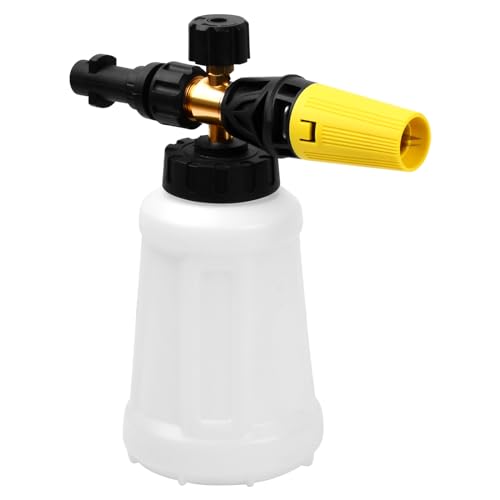 Volumoon Lanza de Espuma de Nieve, Cañón de Espuma para Lavadora a Presión, 1L Lanza de Espuma Dispensador de Jabón Botella Boquilla Ajustable, para Coche Karcher K2 K3 K4 K5 K6 K7 Hidrolimpiadora