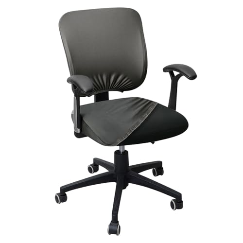 Image of HOKIPO Office Chair Cover for Task Chair - 140 GSM Stretchable Fabric - Anti-Slip & Washable - Fits Small Office Chairs Without Headrest, Ash Grey (AR-6203-LGRY)