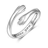 💝【Anillos de abrazo para mujer】: Peso aproximado: 3 g, este anillo de abrazo abierto se puede ajustar del tamaño 5 al 10, lo que puede satisfacer la mayoría de las demandas de los clientes. La textura de la plata es más suave que el cobre y el acero inoxidable, el diseño de la apertura hace que sea más fácil ajustar el tamaño. El anillo simple y único es adecuado para uso diario y de oficina con vestidos, trajes, jeans, etc.