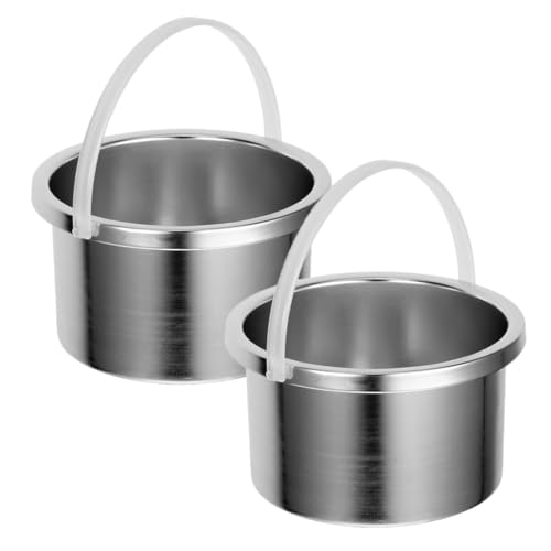 TOGEVAL 2 piezas Olla de Cera de Aluminio Fundidor de Cera Portátil para Depilación Recipiente Duradero y Fácil de Limpiar Calentador Uniforme para Uso Profesional y Doméstico