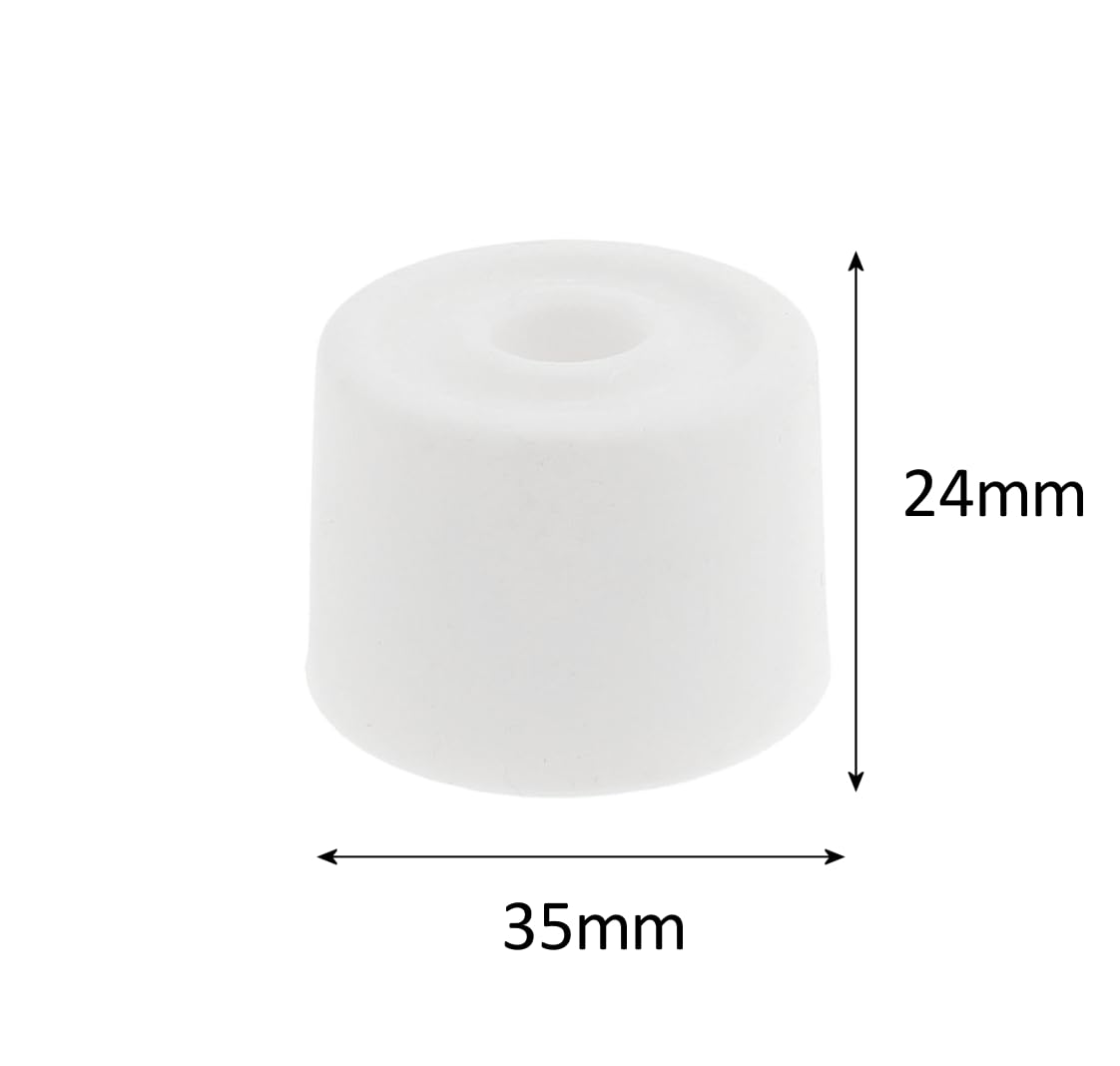 Lifeswonderful - 4pcs Silicone Rubber Door Stops or Screw-On Feet, Buffers, Stoppers - 35mm Diameter - White - Image 2