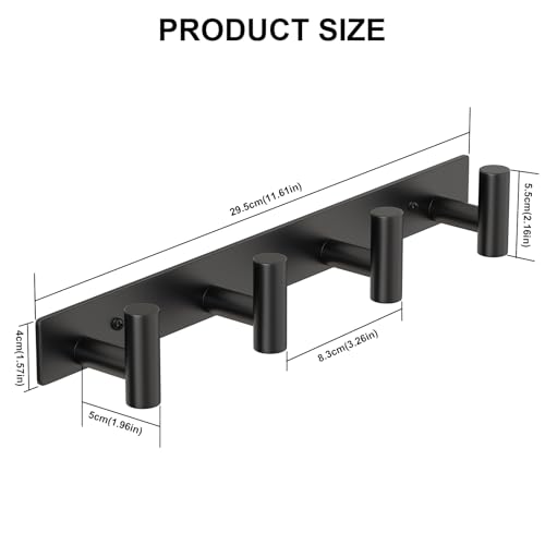 Image of PMMASTO Coat Rack Wall Mounted, 4 inchT Shaped Wall Hooks for Hanging, Heavy Duty Stainless Steel Coat Hook Rail for Hat Towel Robes in Bathroom Kitchen Mudroom Entryway (Black, 2PC)